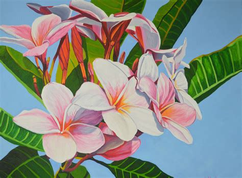 Plumerias II 24x32 original oil | Abstracto, Flores