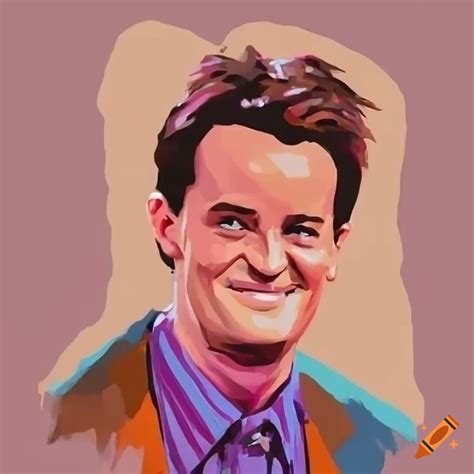 Chandler bing smiling in modern illustration style on Craiyon