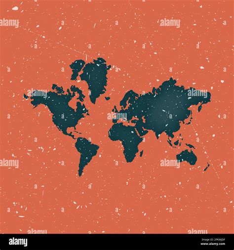 World Map Vector With Continent Border In Retro Color - vrogue.co