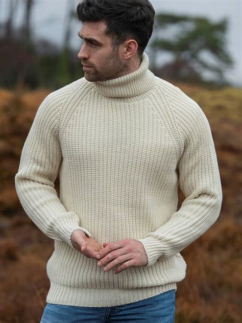 Submariner Sweater, Polo Neck, Natural Cream, Chunky Wool - THE NAUTICAL COMPANY UK