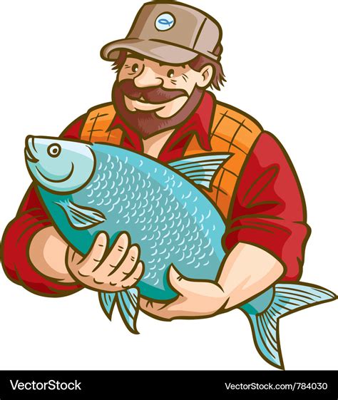 Fisherman with fish Royalty Free Vector Image - VectorStock