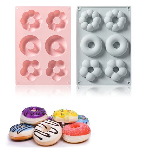 2 Pcs Donut Baking Pan Silicone Donut Pan Mini Donut Pan Baking Non ...