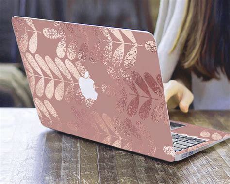 Rose Gold Macbook Air 13 2019 skin Decorative leaves decal Mac | Etsy