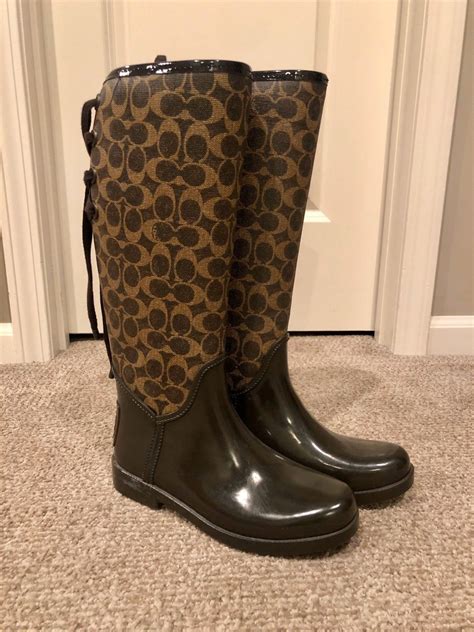 Coach Tristee Waterproof Rain Boots on Mercari | Coach leather boots ...