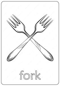 Printable Fork Coloring Page - Book PDF