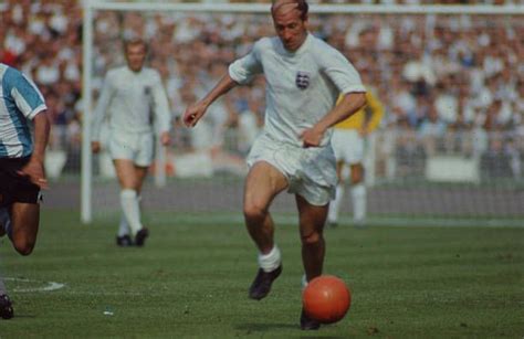 England 1 Argentina 0 in 1966 at Wembley. Bobby Charlton goes on a solo run through midfield in ...