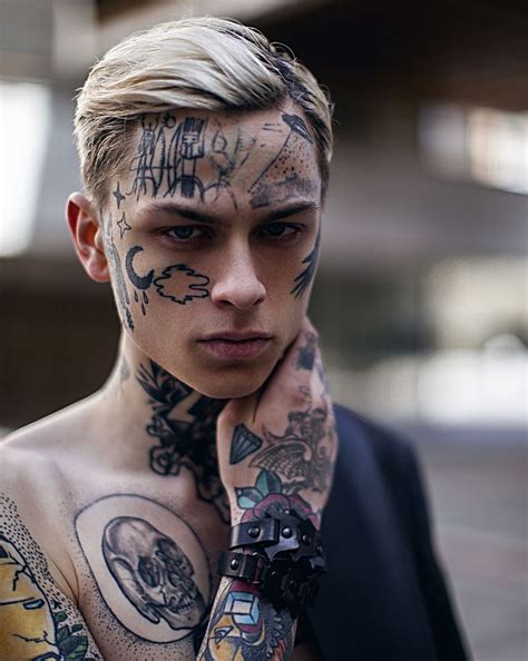 Cool face tattoo for young boy Model @laviedekirill | Cool face tattoos ...