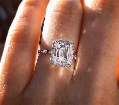 3 carat Emerald Cut lab created diamond Engagement Ring in 14k | Etsy