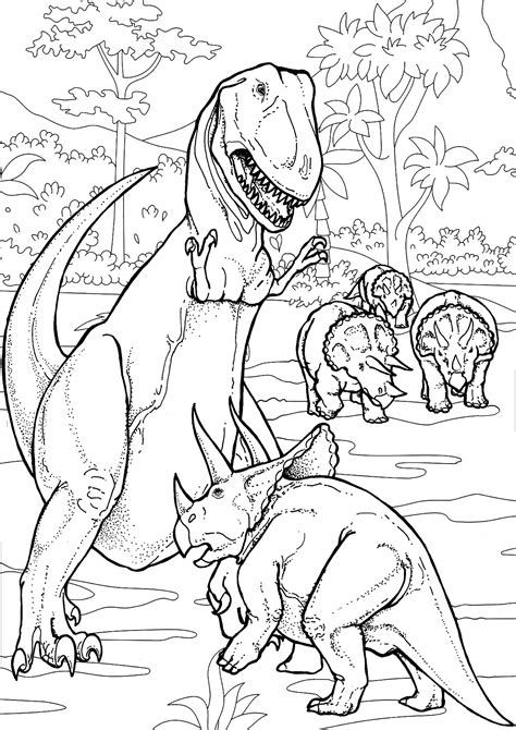 Dinosaur fight - Dinosaur Coloring Pages for Adults