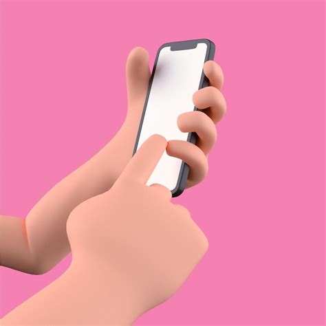Premium Photo | 3d cartoon hand holding smartphone with pointing to something isolated