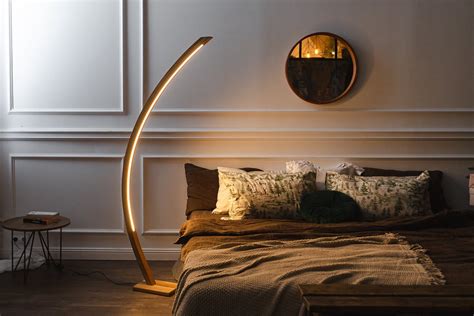 Wood Floor Lamp, Arc Floor Lamp, Modern Standing Lamp, Reading Floor Lamp, Corner Standing ...