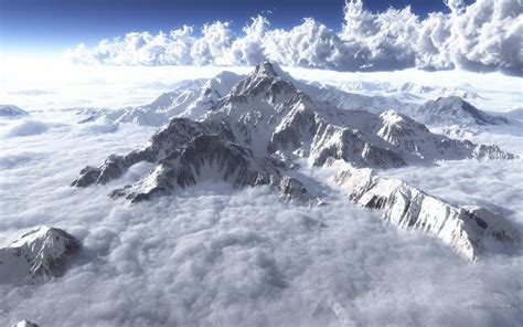 Clouds and Mountains Seen from Above wallpaper | nature and landscape | Wallpaper Better