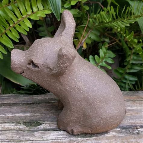 Brown Clay Pig Sculpture