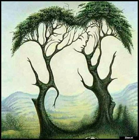 Look Closer at the Trees | Illusion paintings, Optical illusions art, Optical illusion paintings