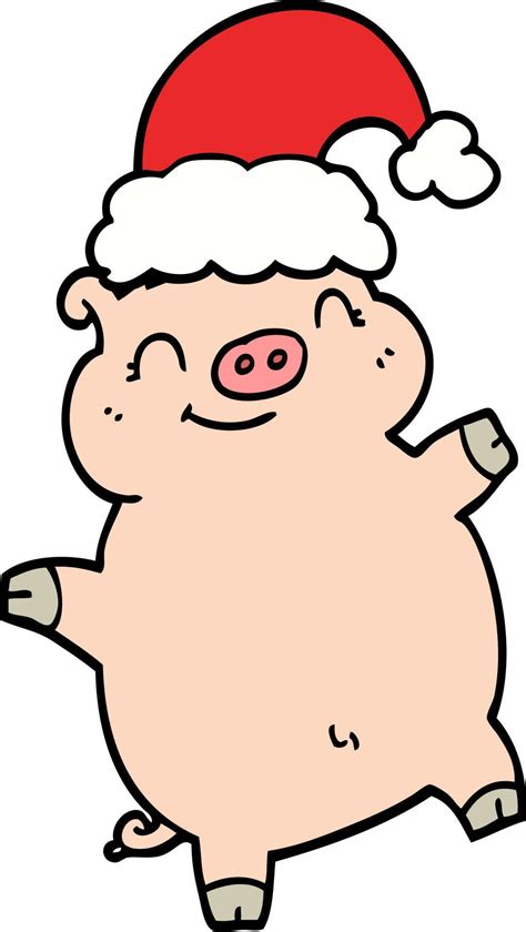 cartoon happy christmas pig 12138496 Vector Art at Vecteezy