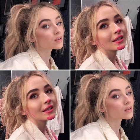 2018 Sabrina Carpenter - before and after photos by make-up artist Allan Avendaño - on the "Late ...