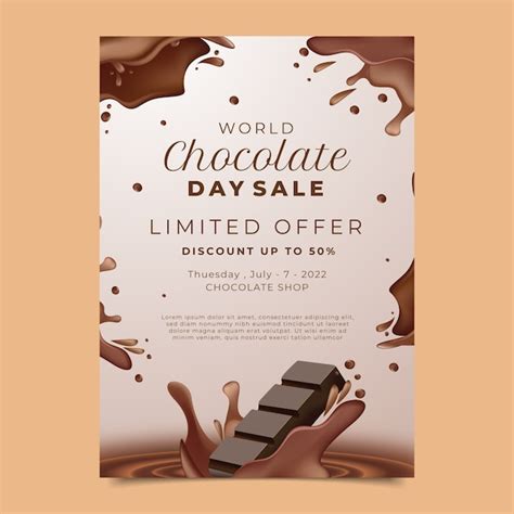 Free Vector | World chocolate day realistic poster or flyer