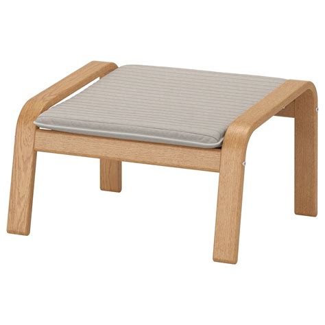 POÄNG Footstool - oak veneer, Knisa light beige - IKEA Ikea Footstool ...