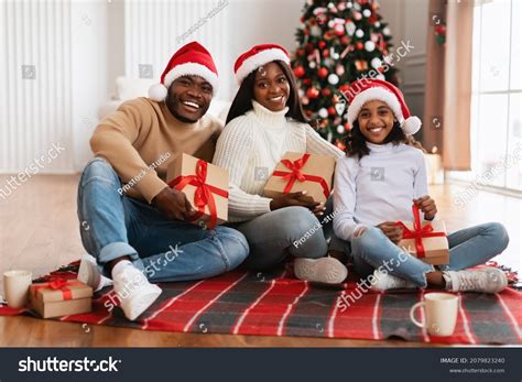 Merry Christmas Portrait Happy Loving Black Stock Photo 2079823240 ...