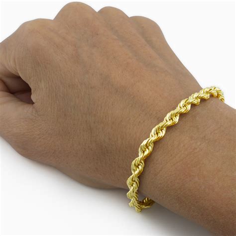 10k Yellow Gold Real Genuine 5mm Italian Diamond Cut Rope Chain Link Bracelet 8" | eBay