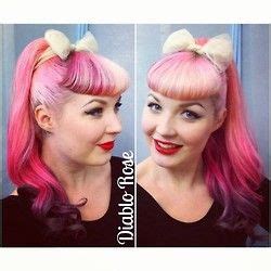 Today’s hair; ombre ponytail! #pinkhair #ponytail #50s #bettiebangs #vintagehair #vintagestyle # ...