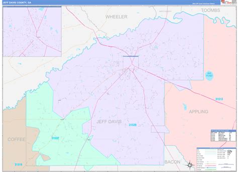 Jeff Davis County, GA Wall Map Color Cast Style by MarketMAPS - MapSales