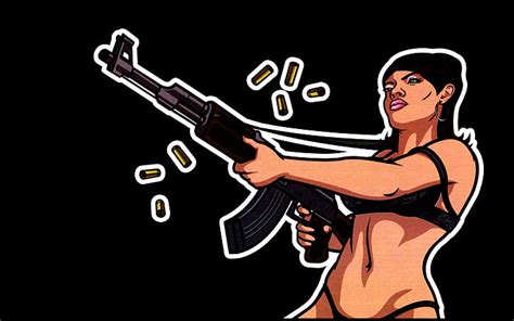 HD wallpaper: Gangster Woman Girl Gun Black HD, woman in black brassiere firing rifle clip-art ...