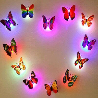 3D Butterfly GLOW IN THE DARK LED Wall Stickers Art Decal Lamp Light Home Decor | eBay ...