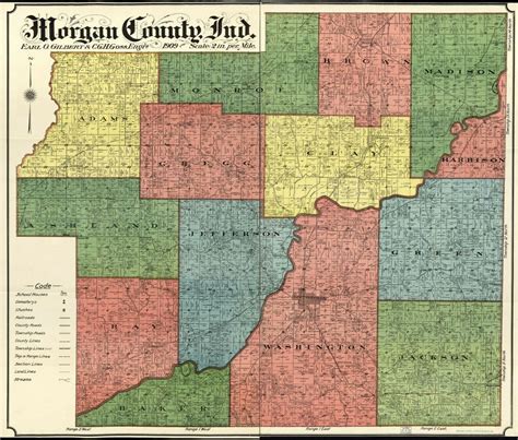 20" x 24" 1894 Map of Morgan County, Ind. Indiana | eBay | Morgan county, Map tube, County