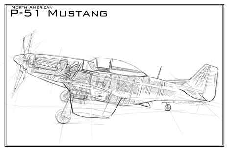 P51 Mustang Sketch at PaintingValley.com | Explore collection of P51 ...