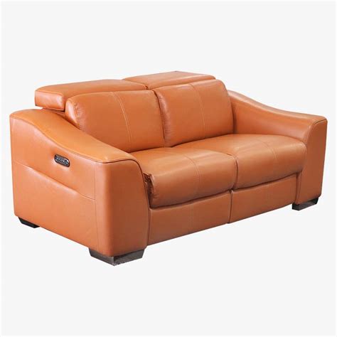 Tangerine Leather Loveseat | Palermo | Mobler Furniture Edmonton