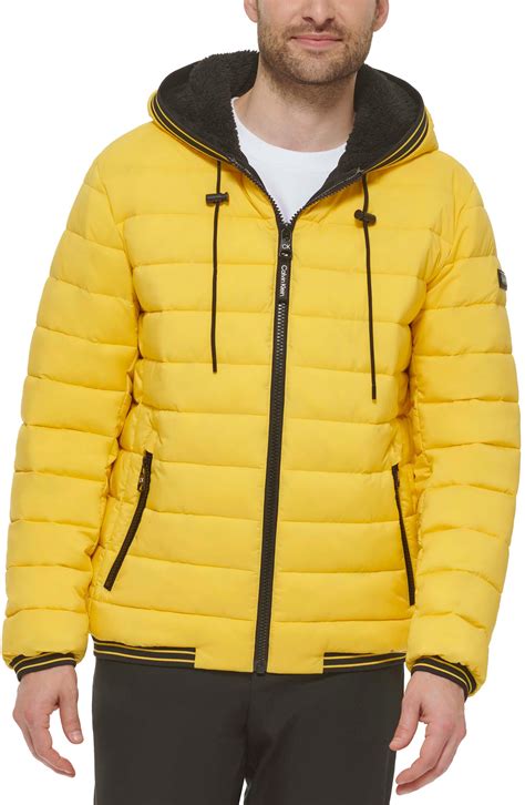 Calvin Klein Super Shine Fleece Lined Puffer Jacket In Yellow At Nordstrom Rack for Men | Lyst