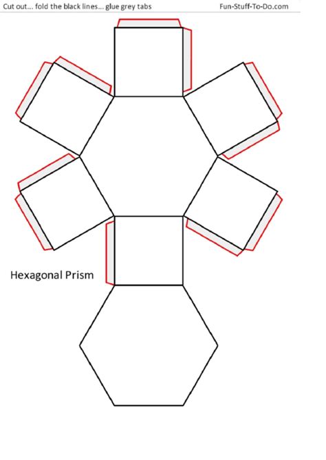 Hexagonal Prism Net Printable Sketch Coloring Page