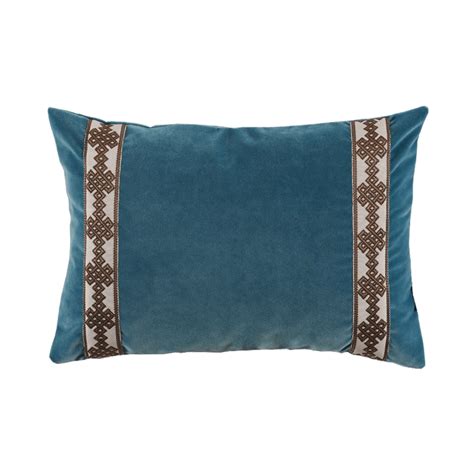 Turquoise and Gold Velvet Lumbar Throw Pillow | No. 2