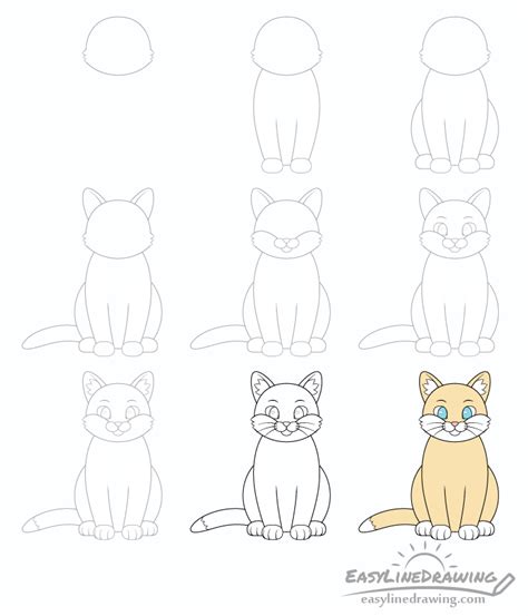 How to Draw a Cat Step by Step - EasyLineDrawing