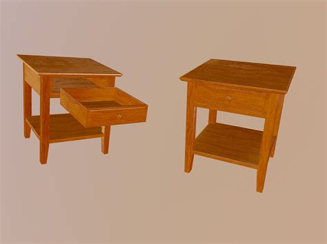 Bedside Table (4 skins) Free 3D Model - .obj .mtl .sldprt - Free3D
