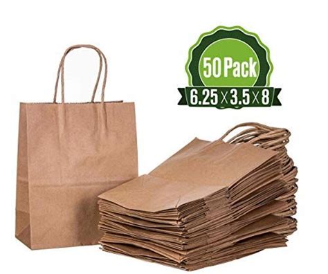 Paper Bags with Handles Bulk 6.25 X 3.5 X 8 [50 Bags] Ideal for ...