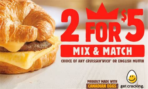 2 FOR $5 BK Breakfast at Burger King