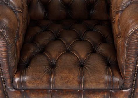 Vintage English Chesterfield Armchair in Brown Leather, 1960s at 1stDibs