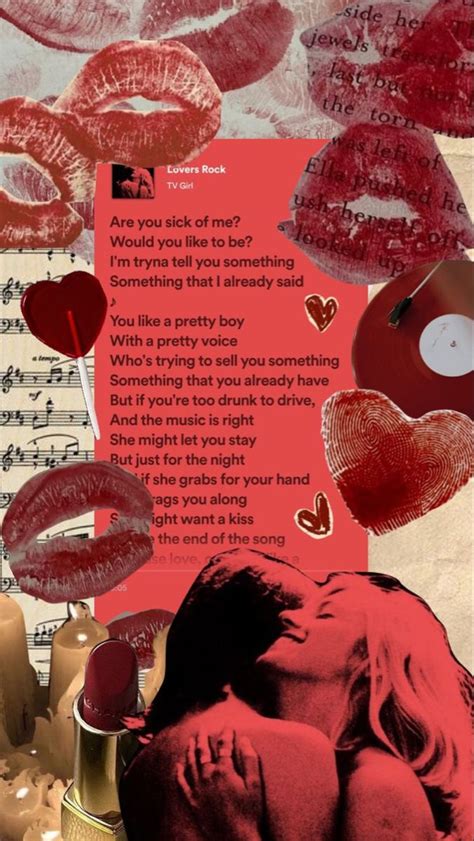 a collage of red lips and music notes