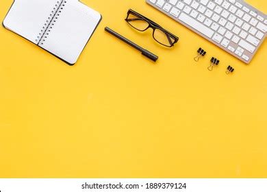 Yellow Flat Lay Top View Office Stock Photo 1893707032 | Shutterstock