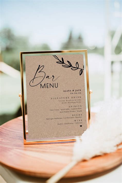 Rustic Bar Menu Wedding Editable Sign Template Drinks Sign - Etsy