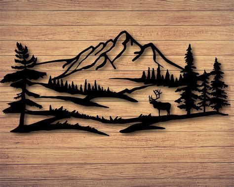 Metal Wall Art Mountains, Mountains Wall Art, Scandinavian Decor Idea Gift, Living Room Stencil ...