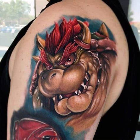 50 Bowser Tattoo Ideas For Men - Mario World Fandom Designs