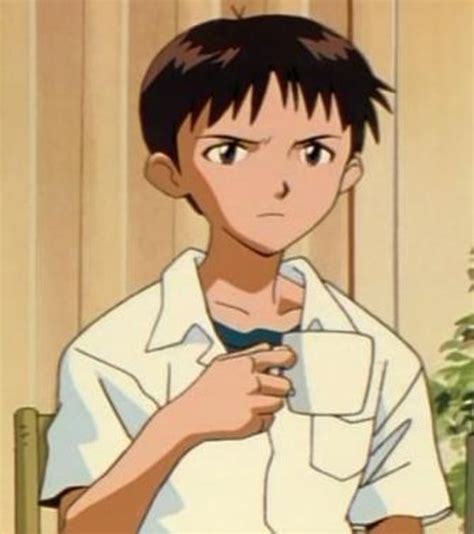 Shinji holding a mug Blank Template - Imgflip
