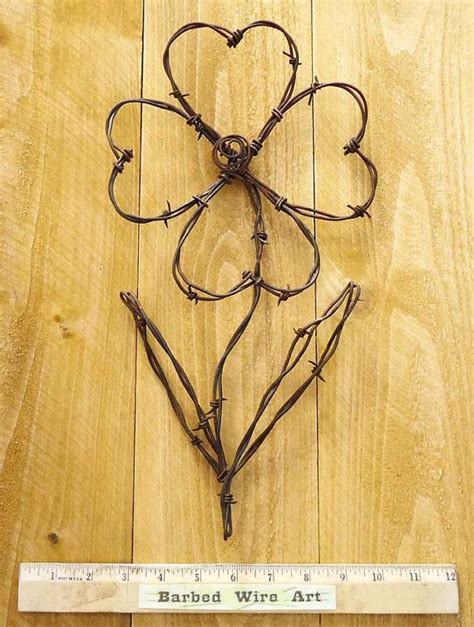 Flower - Hand made rustic barbed wire art sculpture | Barbed wire art ...