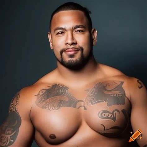 Portrait of a handsome maori rugby player on Craiyon