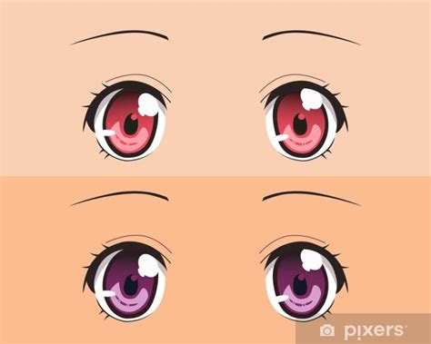 Wall Mural red and violet anime eyes - PIXERS.UK