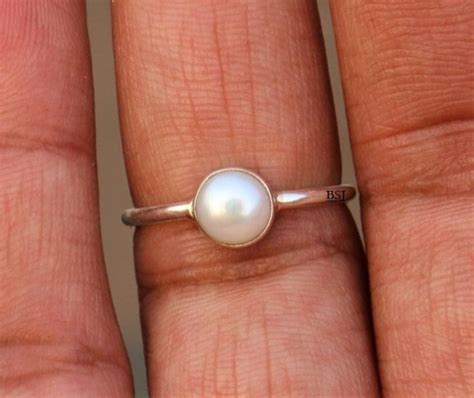 Natural White Pearl Ring, 925 Sterling Silver Ring, Pearl Silver Ring , Pearl Sterling Silver ...