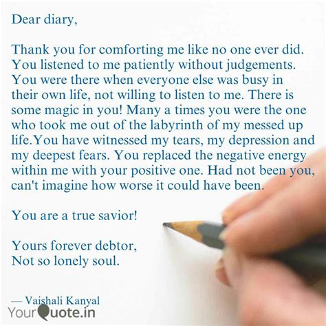 Dear Diary, Thank You for Comforting Me